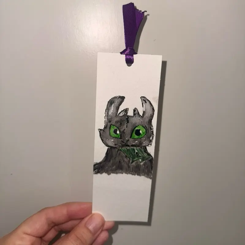 Toothless watercolor bookmark