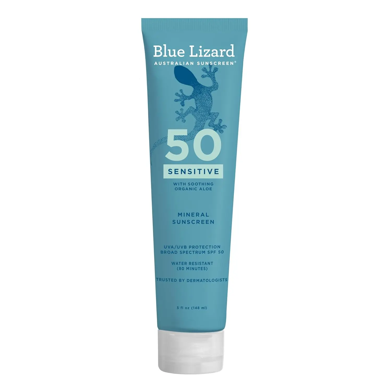 Blue Lizard Sensitive Hydrating Mineral Sunscreen Lotion, SPF 50 Broad Spectrum Protection, Water-Resistant, Fragrance-Free, 5 fl oz (for Sensitive Skin), No Artificial Dyes Body Sunscreen