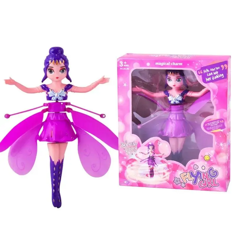Gesture-Induction Rotating Luminous Model Aircraft Toy - Little Princess Dancing Helicopter Doll, Christmas Holiday Gift for Kids