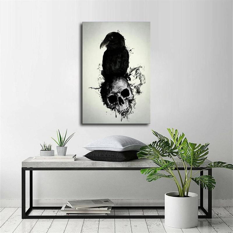 Skull and Raven Tattoo Meaning Poster Decorative Painting Canvas Wall Art Living Room Posters Bedroom Painting 12x18inch(30x45cm)