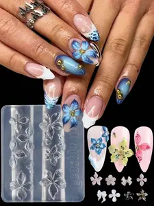 Lily Flower Nail Art Mold, 3D Embossing Carving Mold for Hibiscus & Petals, DIY Design Tool for Press on & Acrylic Nails