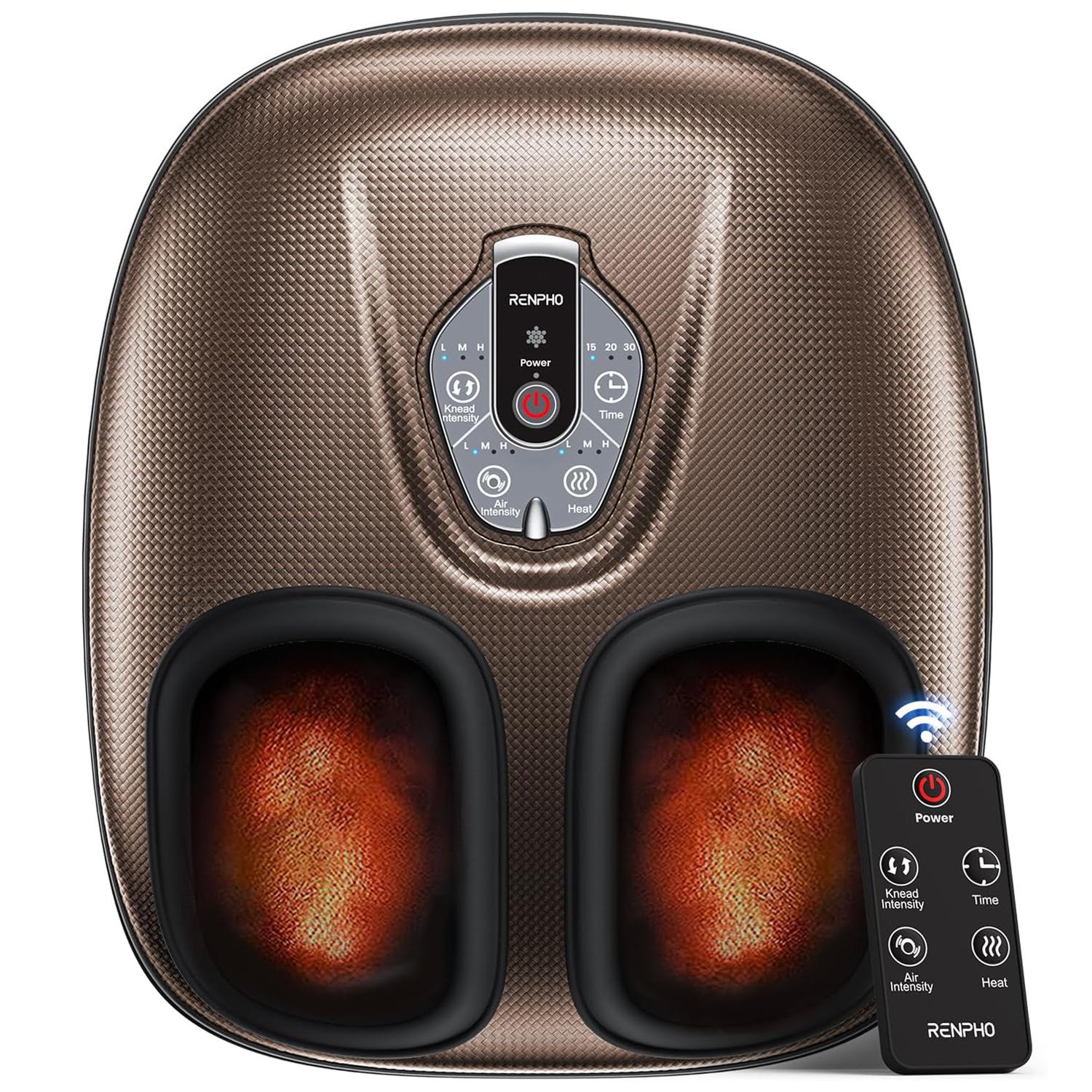 RENPHO Deep Kneading Foot Massager Machine, summervibes for Man Women Electric Shiatsu Foot Massager for Plantar Fasciitis, Remote Control, Birthday Gifts Size Up to 12