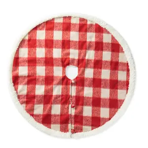 Glitzhome 48"D Red & White Reversible ChristmasTree Skirt