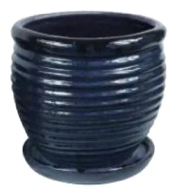 Trendspot 227342 9 in. Drip Blue Honey Jar Planter