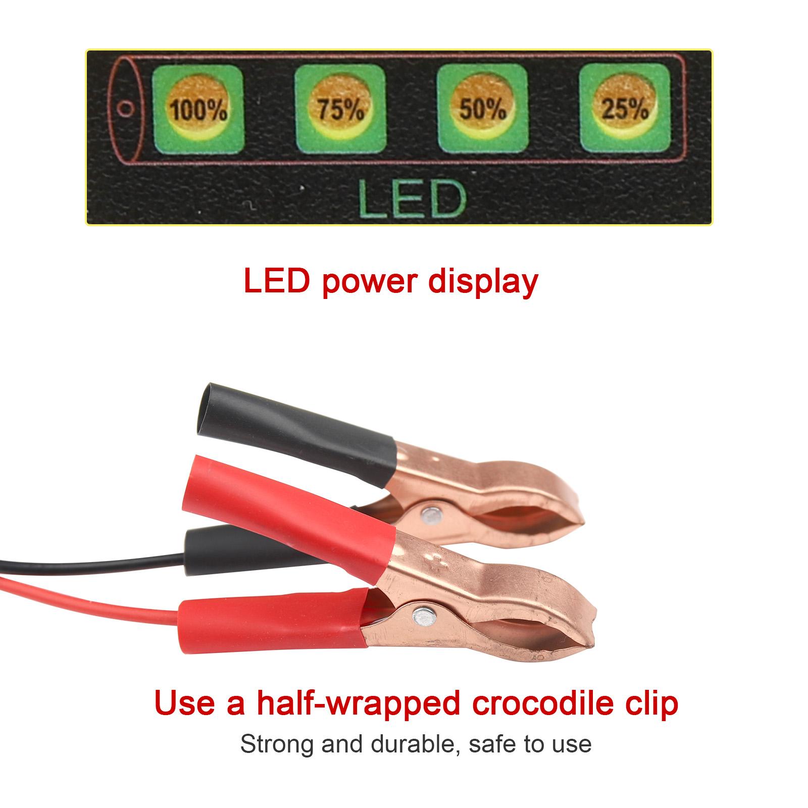 12V Car Battery Charger & Maintainer | Auto Trickle Charger for Truck RV Motorcycle | Portable Smart Battery Charger for Lead-Acid AGM GEL