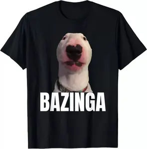 Bazinga Funny Cringe Meme Dog GenZ Trendy Teenager Slang T-Shirt, Graphic tees, Streetwear, Men gifts, Short sleeve, cotton, Top, Menswear