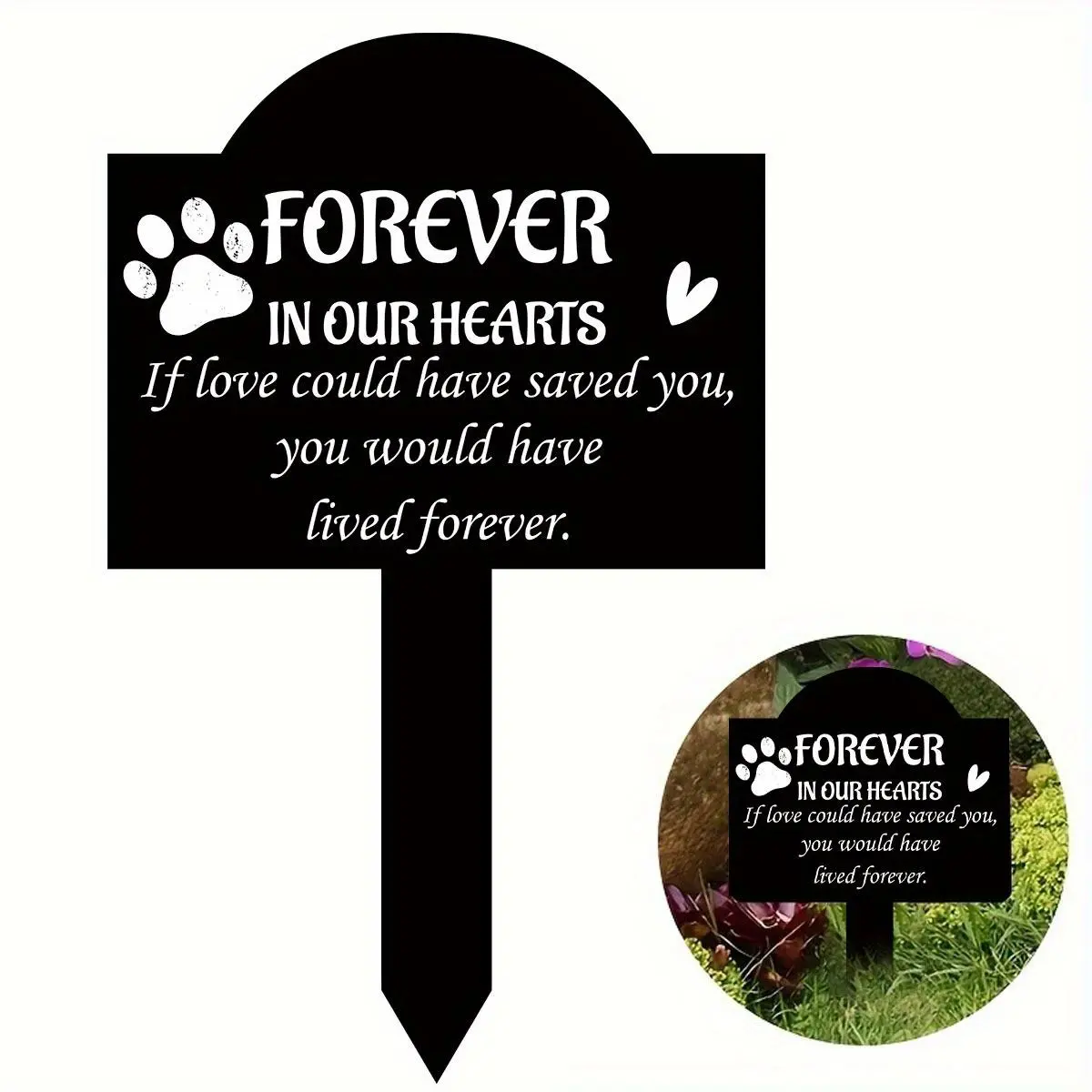 Acrylic Memorial Plaque, Sympathy Tribute, Paw, Outdoor Garden, Cemetery & Yard Decoration, Stake-mounted for Remembrance Ceremonies & Memorial Day, Personalized