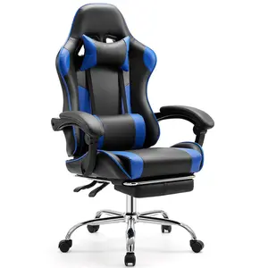 Ergonomic Office Game Esports Chair Adjustable Swivel PU Leather Computer Chair with Footrest and Lumbar Support For Office High Back