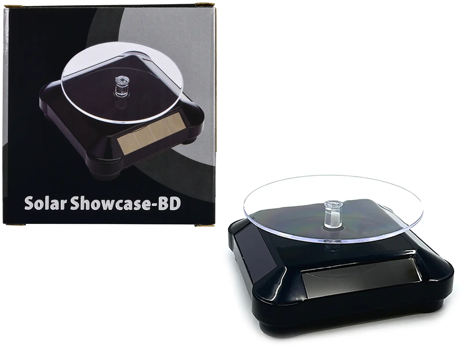 3.5" Solar Rotating Display Stand with Black Base for 1/64 Scale Model Cars