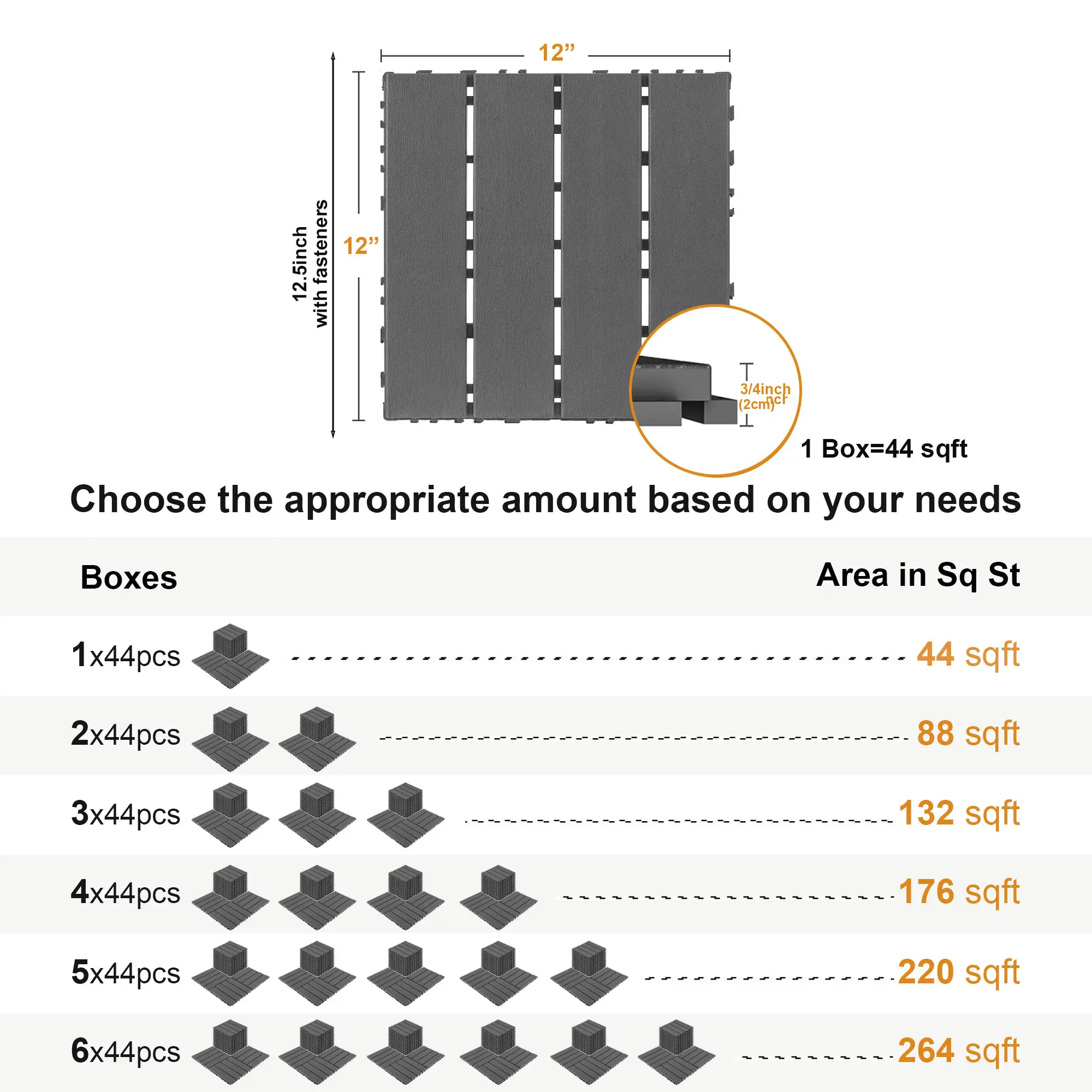 44-Pack Polypropylene Interlocking Patio Deck Tiles - Weather-Resistant Outdoor Flooring for Balcony, Porch, and Garage, Easy To Install, Easy To Clean 44-Pack Polypropylene Interlocking Patio Deck Tiles - Weather-Resistant Outdoor Flooring for Balcony, Porch, and Garage, Easy To Install, Easy To Clean