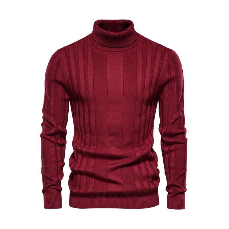 Men's Solid Turtleneck Sweater, Regular Fit Casual Long Sleeve Jumper for Fall & Winter, Men's Knitwear for Daily Wear Knitted Sweater Menswear Tops