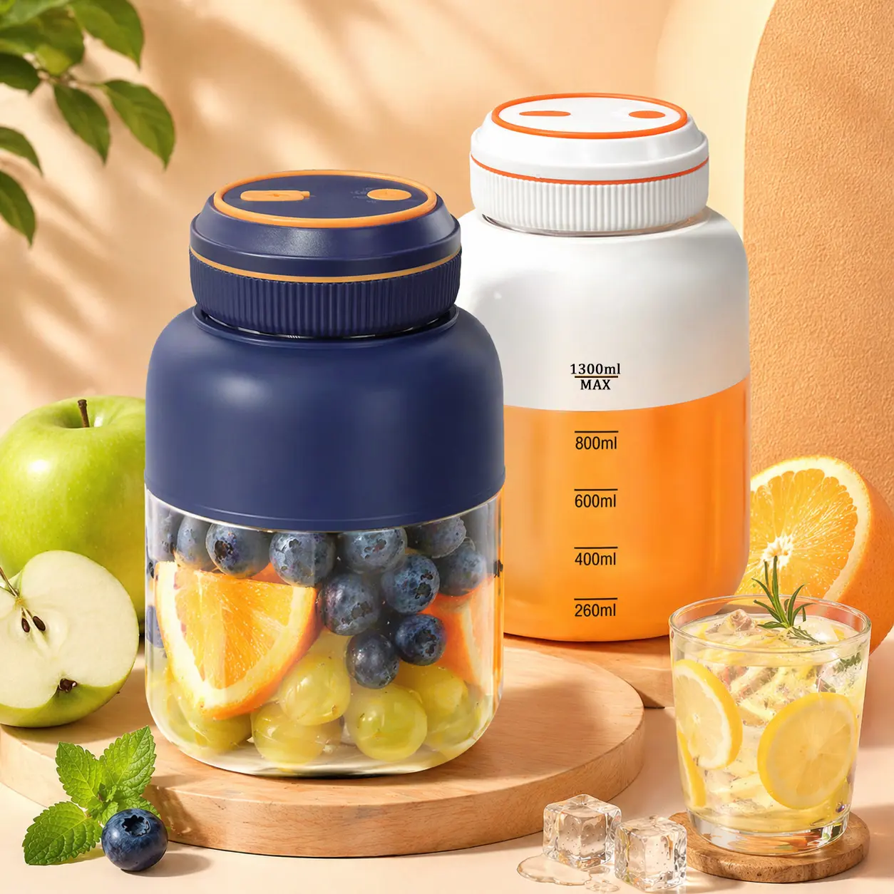 Portable Home Juicer (44 oz) — USB-Rechargeable Juice Blender Cup: A Large-Capacity, Multimode Juicer Blender (Equipped with a 38-Blade Assembly) Designed Specifically for Smoothies and Liquid Diets — A Summer Essential.