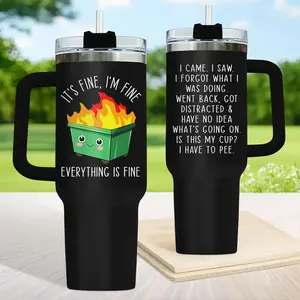 Dumpster 40oz Fire Tumbler, Stainless Steel This Little Light Of My Cup, Everything Is Fine Coffee Cup, 20 oz Travel Coffee Mug,Funny Birthday Gifts for Him Her, Kitchen Drinkware, Travel Breakfast Cup, Tea Cup