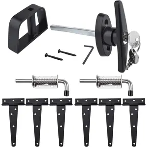 Shed Door Hardware Kit - Includes Hinges, Latches and T-Handle Lock, Door & Window Hinge Set for Shed, Gate, Barn, Playhouse, Chicken Coop and More