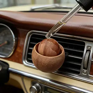 Handmade Car Diffuser Wood, Natural Walnut Color, Air Freshener for Car Ac Vents, Essential Oil Dispenser, No Scent Included
