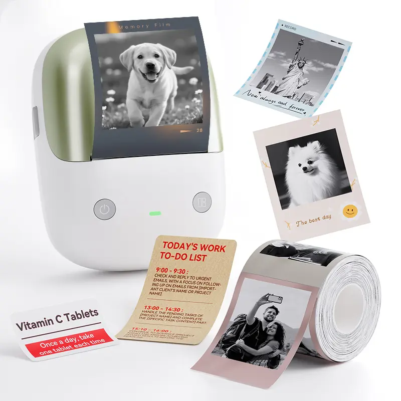 Niimbot Thermal label printer  B2Pro  sticker printer -2 Inch Mini Label Sticker Printer 300dpi HD Tri-Color Label Printing (Special Consumables Required)  for Creative DIY, Small Business,Office,Home,School， Came with One Roll White Label(2'' x1.18'')