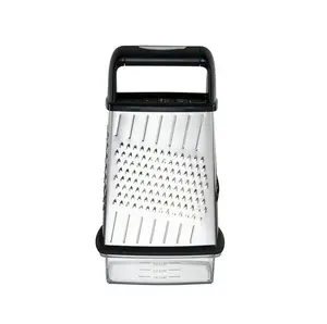 Farberware 4-in-1 Slim Box Grater with Container | Stainless Steel Blades | Easy Grip & Dishwasher Safe | Cheese, Veggies & Fruits