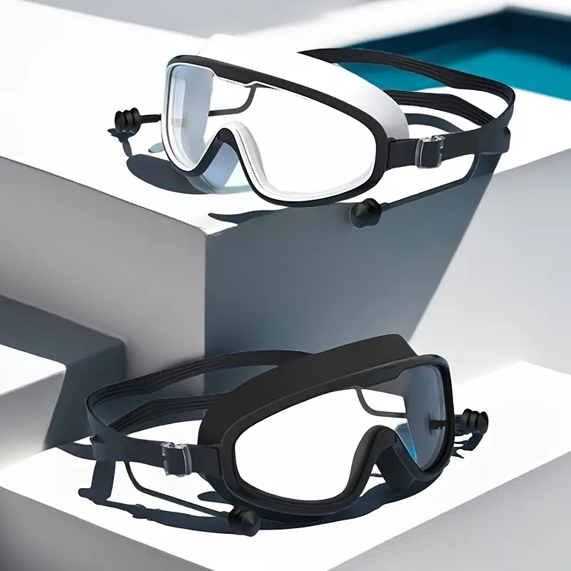 Adult swimming goggles with ear protection function - adjustable shoulder strap, comfortable fit and clear view - suitable for swimming in ponds, lakes and oceans - unisex swimsuit universal goggles