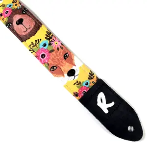 Fox Bear Ukulele Strap - Animal Crown Handmade Ukulele Strap- Double Padded-