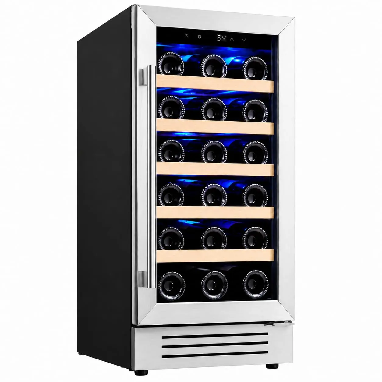 Garvee 15" Slim Built-in Wine Cooler Refrigerator, 28 Bottles Single Zone Wine Fridge Freestanding Under Counter, Precise 41–64°F Temp Control, Triple-Color LED, Lockable Double Pane Glass Door for Dining Room Office Bar