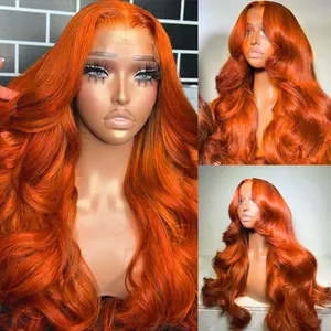 350 Colored 13x6 Ginger Orange Lace Front Wigs Human Hair HD Transparent Lace Frontal Wig Human Hair Orange Wigs Pre Plucked With Baby hair
