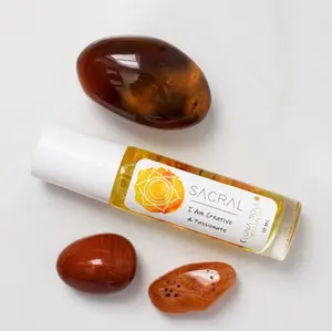 Sacral Chakra Carnelian Crystal Infused, Essential Oil Roller With Botanicals