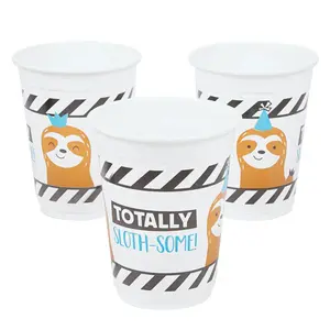 10 oz. Bulk 50 Ct. Party Animal Totally Sloth-Some Disposable Plastic Cups