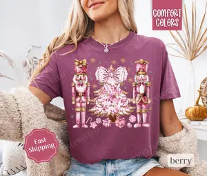 Pink Nutcracker Christmas Shirt Comfort Colors Holiday Tshirt, Women's Holiday Tee