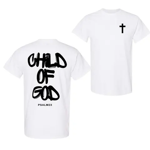 Unisex Cotton Classic Chic Short-Sleeve T-Shirt - 2-Sided Peel-Resist Print Child of God, Corinthians Inspirational Jesus Christian Tee, All Seasons Men's Top Fathersday Gift