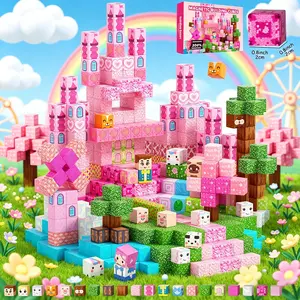 Magnetic Blocks - 100/150/200PCS Large, Magnetic Building Blocks Set with Magnetic Tiles & Cubes, Pink Castle STEM Montessori Toys for 3+ Year Old Girls Boys, Easter Christmas Birthday Gift, Spatial Reasoning & Sensory Training