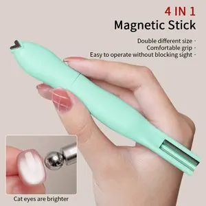 4 in 1 Cat Eye Nail Magnet 3D Love Heart Nail Magnet Tool Green Multifunctional Nail Magnetic Stick for DIY Gel Polishing