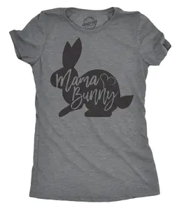 Womens Mama Bunny T Shirt Cute Adorable Easter Gift Faith Tee for Ladies Funny Womens T Shirts Cute Vintage Fashion Casual Ladies T-Shirt Gift Easter Tops for Women Funny Animal Top Women's Novelty Tees Dark Grey