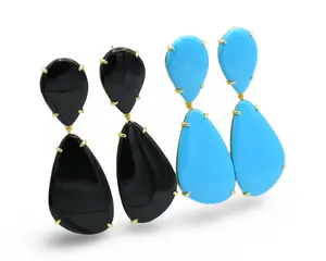 Capri Earrings - Black and Blue Teardrop Design Jewelry Accessories