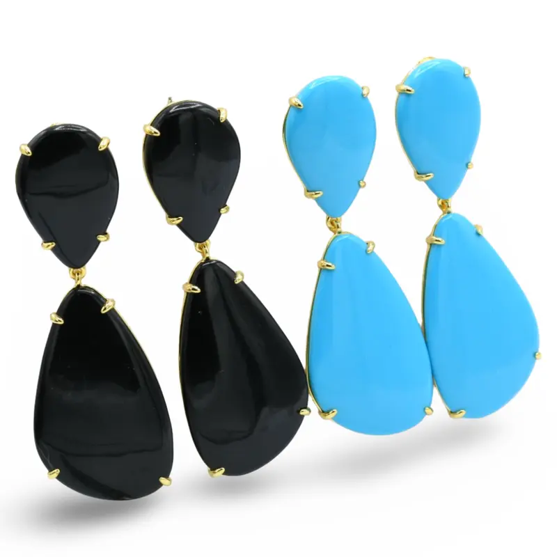 Capri Earrings - Black and Blue Teardrop Design Jewelry Accessories