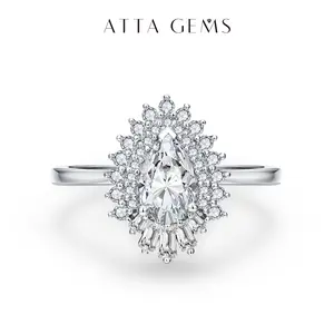 Luxury Pear Cut 1.0CT Synthetic Moissanite Promise Ring for Her Wedding Bands for Women R117