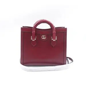 Pre-owned GUCCI Calfskin Tote Bags Diana Medium Burgundy Tote Bag T10389663