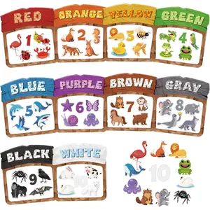 10Pcs Magnetic Color Sorting Set 60 Fridge Magnets for Kids, Cute Animal Refrigerator Magnets for Kids Early Education Color Sorting Shape Matching