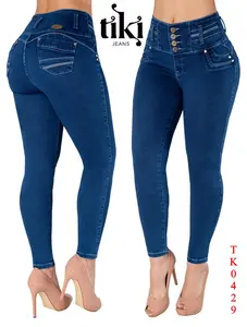 TIKI JEANS Colombianos High Waist Butt Lifting Blue, Fashion Comfort Casual Skinny Denim Pants Levanta Cola, Summer Jeans for women, Going out outfits jean women , back pockets, Push up