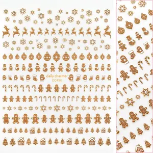 Holiday 3D Embossed Nail Art Sticker / Gingerbread Village