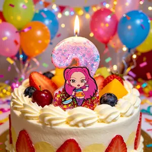 Cartoon Girl Number Candles, Pink Glitter Decoration, Perfect Choice for Children's Birthday Parties