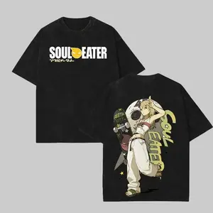 TWO Ver Soul Eater Maka Albarn Vintage Graphic Tee - Oversized Anime Streetwear T-Shirt - Heavyweight 100% Cotton - Premium Acid Wash Quality Print - Unique Street Style Gift for Anime Fans