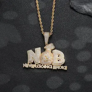 Hip-hop personalized pendant with full zirconia, 18K Real Gold-Plated 5A Zirconia , trendy hiphop necklace accessory