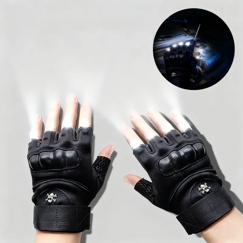 CENPIN Unisex LED Flashlight Sports Gloves - Adjustable, Comfortable, All-Season, Ample Light Gloves for Work, Camping, Night Work, Outdoor Gadgets, Father's Day Gifts