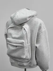 High-End Hooded Sweatshirt with Backpack Design, Unisex Casual Top for Camping & Travel, Fashionable Retro High Street Style