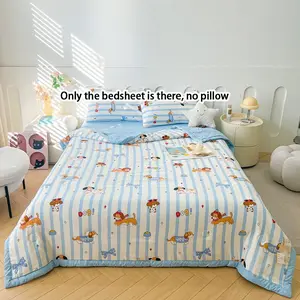 1 piece summer thin quilt with puppy pattern, soft and breathable air-conditioning dedicated quilt, summer cool quilt is skin-friendly soft, light and portable, thin quilt for spring and summer, breathable, light and thin, washable in machine