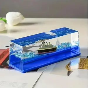Cruise Ship Fluid Drift Bottle, Unsinkable Boat in a Box, Titanic Cruise Ship Model Liquid Wave Cruise Ship Decoration, Cruise Ship That No Longer Sinks Toy, Unsinkable Boat for Gifts Decorative