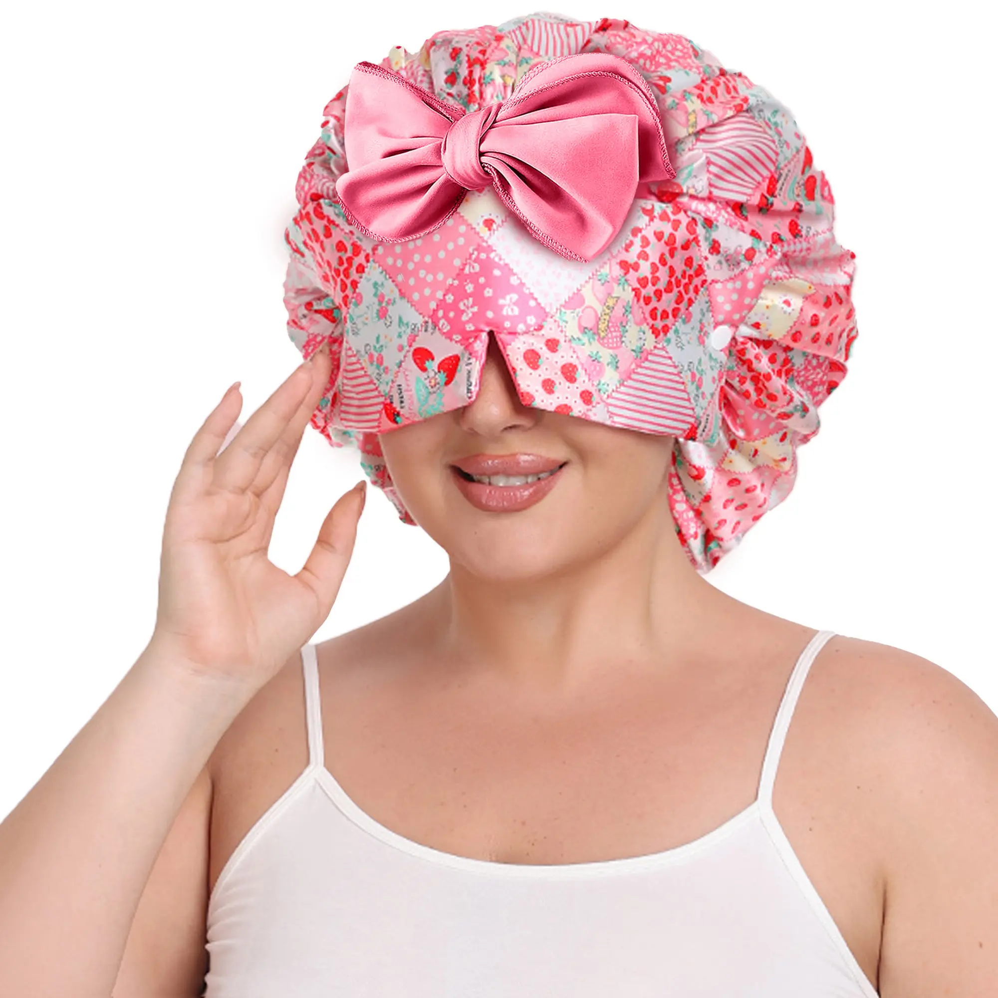 SeSe Code Hair Bonnet for Sleeping with Detachable Eye Mask - Non-Slip Hair Wrap for Curly Hair