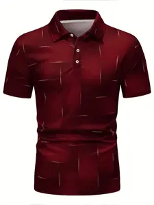 Men's Simple Print Short Sleeve Button-Down Shirt, Perfect for Friends, Outdoor Travel, Daily Wear, Casual Fashion