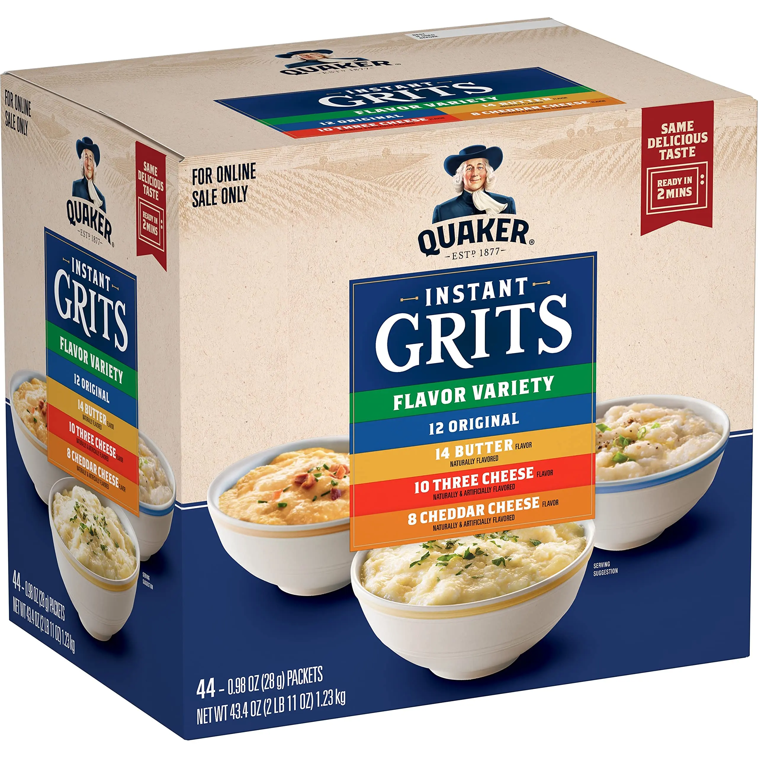 Instant Grits, 4 Flavor Variety Pack, 0.98oz Packets,44 Count (Pack of 1) Instant Grits, 4 Flavor Variety Pack, 0.98oz Packets,44 Count (Pack of 1)