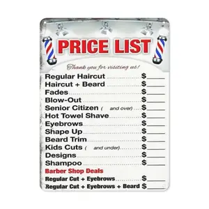 1pc 2D Flat, Metal Poster Plaque Iron Sign, Custom Handwritten Salon Decoration, Vintage Hair Salon Price List, Metal Poster Plaque, Metal Sign Blank, Barber Shop Decoration, Barber Gifts, Hairstylist